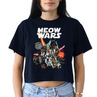 Cat Meow Wars Funny Cat Wars Cat Women's Crop Top Tee