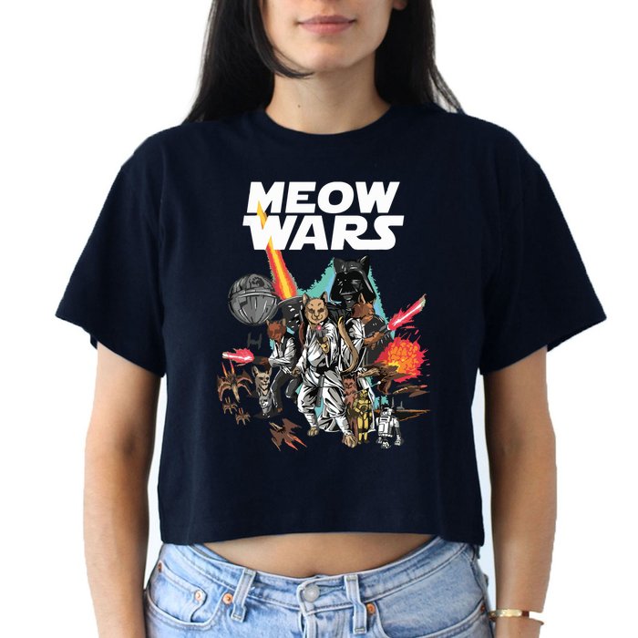 Cat Meow Wars Funny Cat Wars Cat Women's Crop Top Tee