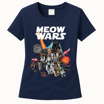 Cat Meow Wars Funny Cat Wars Cat Womens T-Shirt