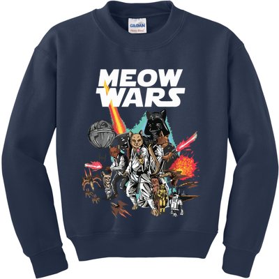 Cat Meow Wars Funny Cat Wars Cat Kids Sweatshirt