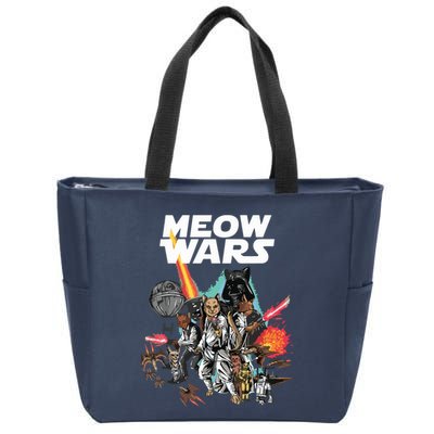 Cat Meow Wars Funny Cat Wars Cat Zip Tote Bag