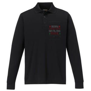 Christmas Merry Xmas Ya Filthy Animal Meme Lol Ugly Xmas Performance Long Sleeve Polo