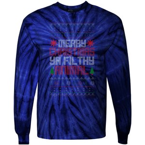 Christmas Merry Xmas Ya Filthy Animal Meme Lol Ugly Xmas Tie-Dye Long Sleeve Shirt