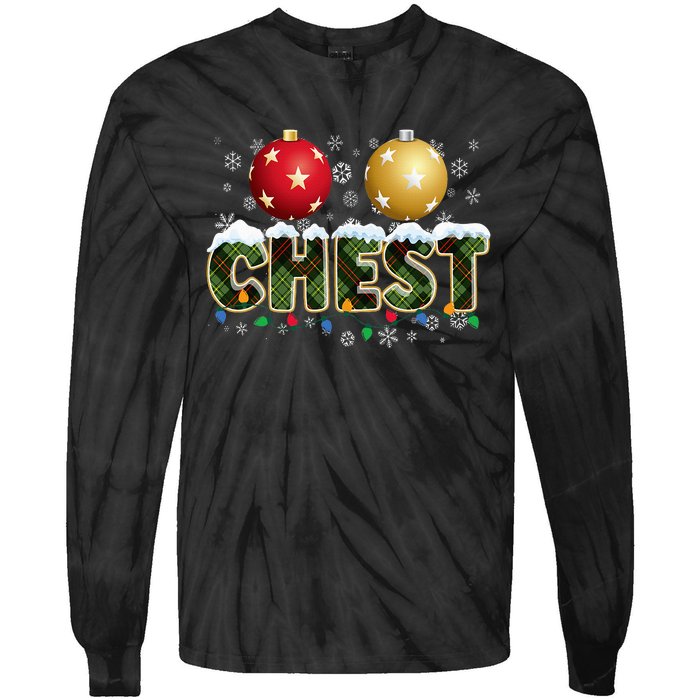 Chestnuts Matching Xmas Funny Christmas Couples Chest Nuts Tie-Dye Long Sleeve Shirt