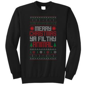 Christmas Merry Xmas Ya Filthy Animal Meme Lol Ugly Xmas Tall Sweatshirt