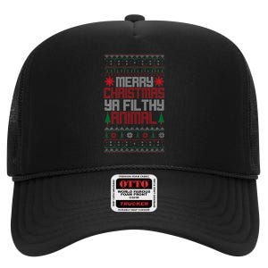 Christmas Merry Xmas Ya Filthy Animal Meme Lol Ugly Xmas High Crown Mesh Back Trucker Hat