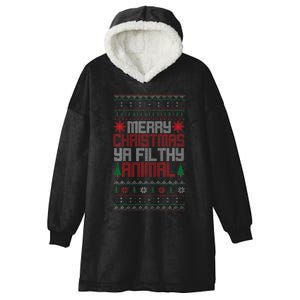 Christmas Merry Xmas Ya Filthy Animal Meme Lol Ugly Xmas Hooded Wearable Blanket