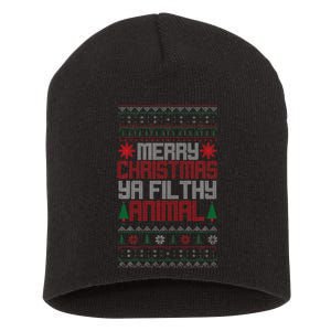 Christmas Merry Xmas Ya Filthy Animal Meme Lol Ugly Xmas Short Acrylic Beanie