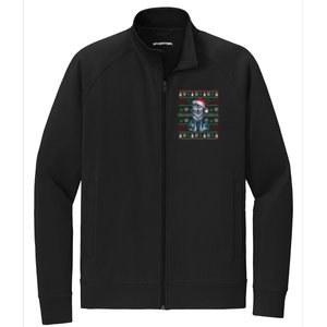 Cute Merry Xmas Ugly Christmas Wolf Wearing Santa Hat Xmas Stretch Full-Zip Cadet Jacket