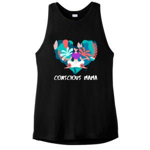 Conscious Mama Yoga Mom Cute Gift Ladies PosiCharge Tri-Blend Wicking Tank