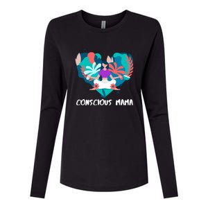 Conscious Mama Yoga Mom Cute Gift Womens Cotton Relaxed Long Sleeve T-Shirt