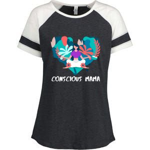 Conscious Mama Yoga Mom Cute Gift Enza Ladies Jersey Colorblock Tee