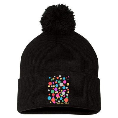 Cute Make You Mark International Dot Day Pom Pom 12in Knit Beanie