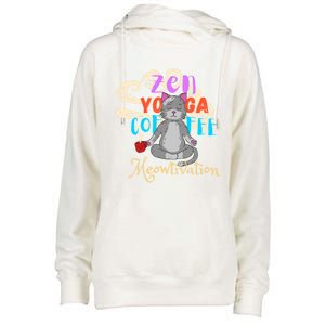 Cat Meditation Zen Yoga Coffee Cat Lovers Yoga Namaste Gift Funny Gift Womens Funnel Neck Pullover Hood