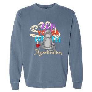 Cat Meditation Zen Yoga Coffee Cat Lovers Yoga Namaste Gift Funny Gift Garment-Dyed Sweatshirt