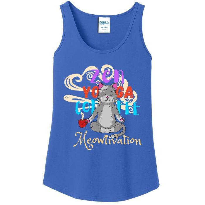 Cat Meditation Zen Yoga Coffee Cat Lovers Yoga Namaste Gift Funny Gift Ladies Essential Tank