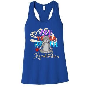 Cat Meditation Zen Yoga Coffee Cat Lovers Yoga Namaste Gift Funny Gift Women's Racerback Tank