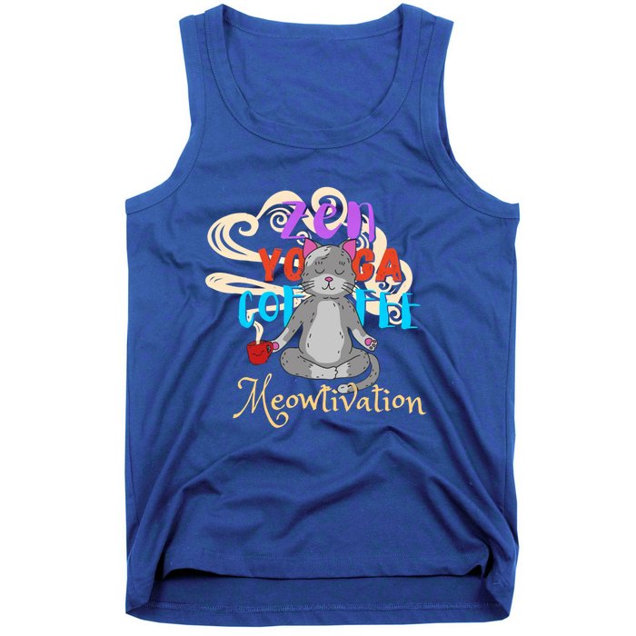 Cat Meditation Zen Yoga Coffee Cat Lovers Yoga Namaste Gift Funny Gift Tank Top