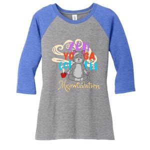 Cat Meditation Zen Yoga Coffee Cat Lovers Yoga Namaste Gift Funny Gift Women's Tri-Blend 3/4-Sleeve Raglan Shirt