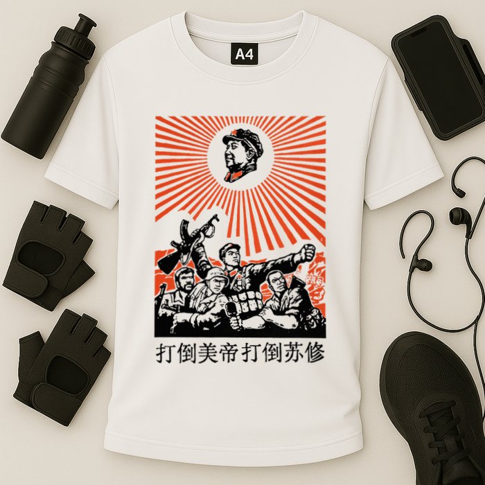 Chairman Mao Zedong Chinese Propaganda Cooling Performance Crew T-Shirt