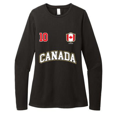 Canada Number 10 Soccer Team Sports Canadian Flag Womens CVC Long Sleeve Shirt