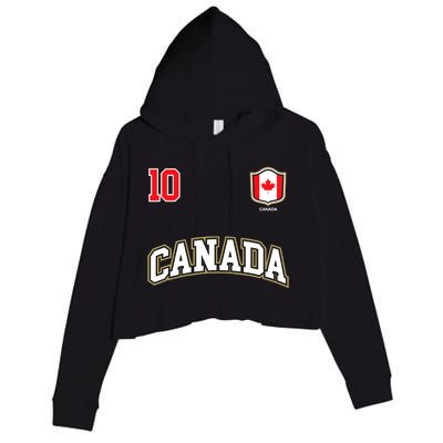 Canada Number 10 Soccer Team Sports Canadian Flag Crop Fleece Hoodie