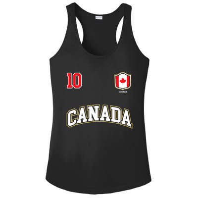 Canada Number 10 Soccer Team Sports Canadian Flag Ladies PosiCharge Competitor Racerback Tank