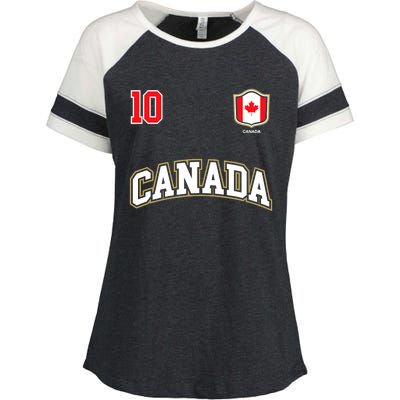 Canada Number 10 Soccer Team Sports Canadian Flag Enza Ladies Jersey Colorblock Tee