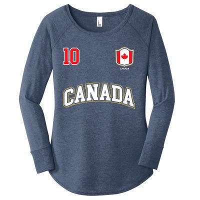 Canada Number 10 Soccer Team Sports Canadian Flag Women's Perfect Tri Tunic Long Sleeve Shirt