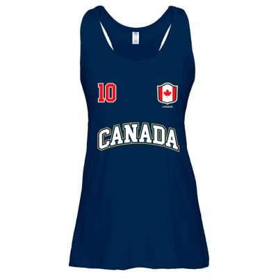 Canada Number 10 Soccer Team Sports Canadian Flag Ladies Essential Flowy Tank