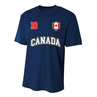 Canada Number 10 Soccer Team Sports Canadian Flag Performance Sprint T-Shirt