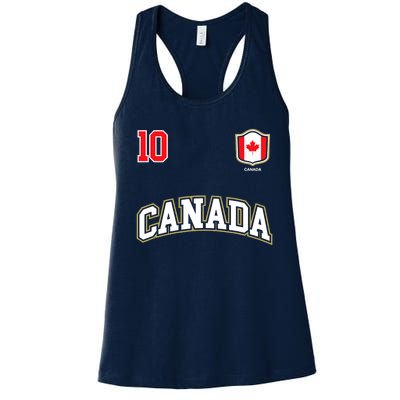 Canada Number 10 Soccer Team Sports Canadian Flag Women's Racerback Tank