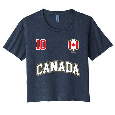 Canada Number 10 Soccer Team Sports Canadian Flag Women's Crop Top Tee