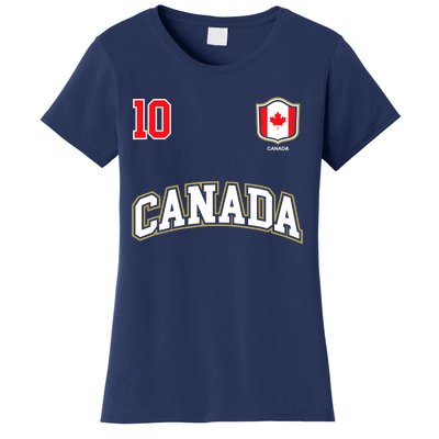 Canada Number 10 Soccer Team Sports Canadian Flag Women's T-Shirt