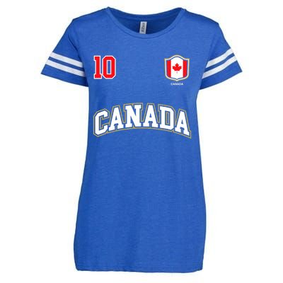 Canada Number 10 Soccer Team Sports Canadian Flag Enza Ladies Jersey Football T-Shirt