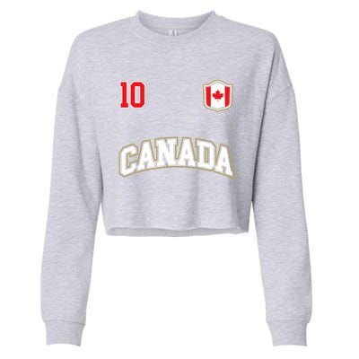 Canada Number 10 Soccer Team Sports Canadian Flag Cropped Pullover Crew