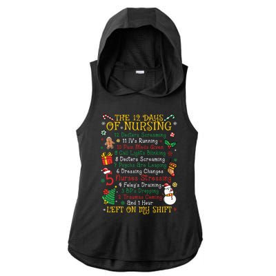 Christmas Nurse 12 Days Of Nursing Ladies PosiCharge Tri-Blend Wicking Draft Hoodie Tank