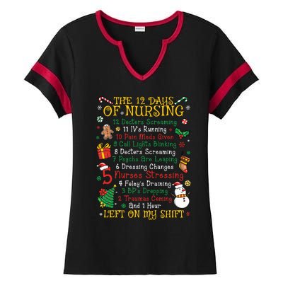 Christmas Nurse 12 Days Of Nursing Ladies Halftime Notch Neck Tee