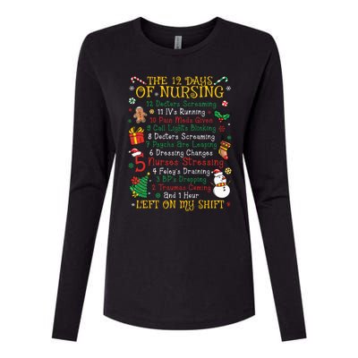 Christmas Nurse 12 Days Of Nursing Womens Cotton Relaxed Long Sleeve T-Shirt