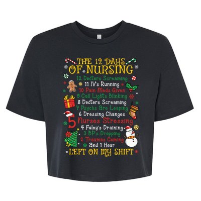 Christmas Nurse 12 Days Of Nursing Bella+Canvas Jersey Crop Tee