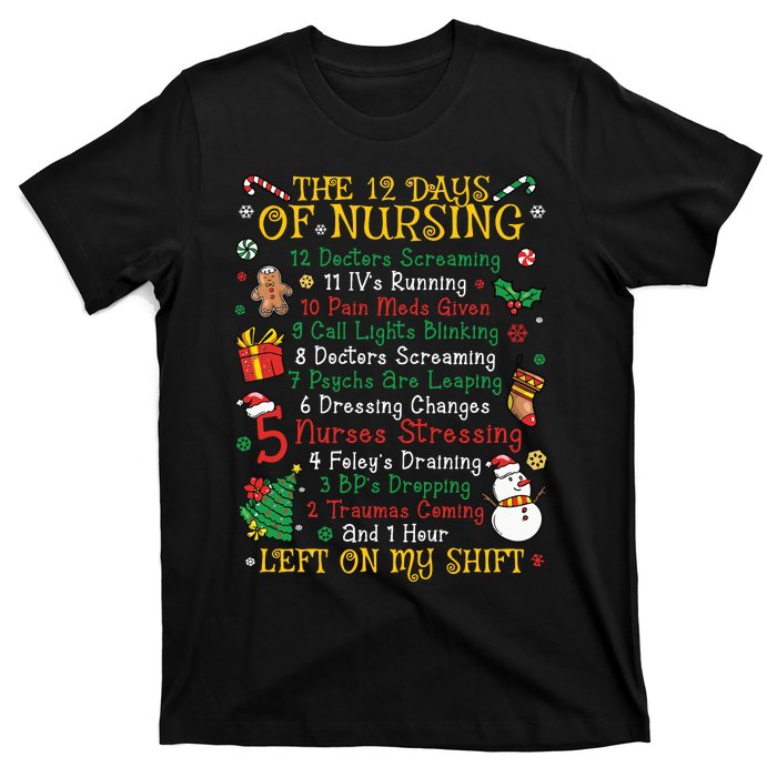 Christmas Nurse 12 Days Of Nursing T-Shirt