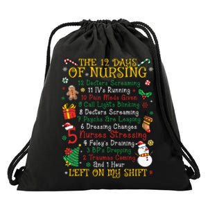 Christmas Nurse 12 Days Of Nursing Drawstring Bag