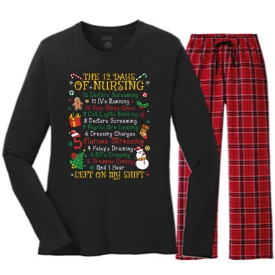 Christmas Nurse 12 Days Of Nursing Women's Long Sleeve Flannel Pajama Set 