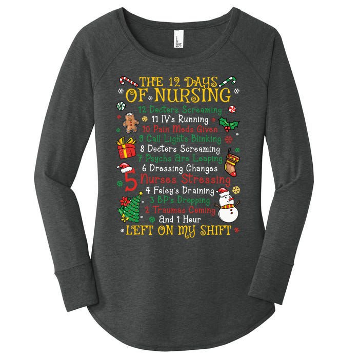 Christmas Nurse 12 Days Of Nursing Women's Perfect Tri Tunic Long Sleeve Shirt