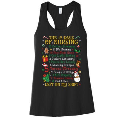 Christmas Nurse 12 Days Of Nursing Women's Racerback Tank