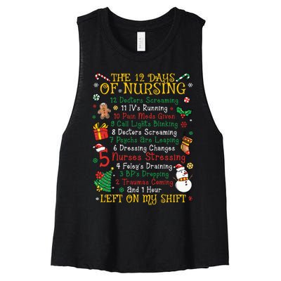 Christmas Nurse 12 Days Of Nursing Women's Racerback Cropped Tank