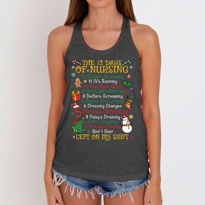 Christmas Nurse 12 Days Of Nursing Women's Knotted Racerback Tank