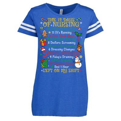 Christmas Nurse 12 Days Of Nursing Enza Ladies Jersey Football T-Shirt