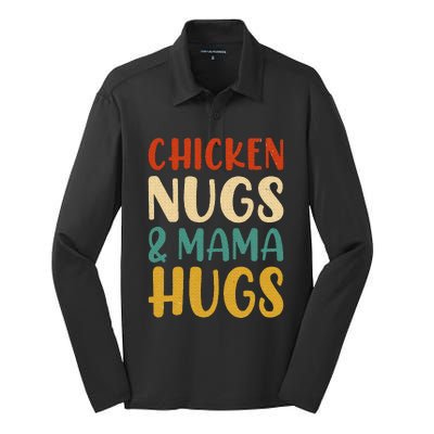 Chicken Nugs and Mama Hugs Nuggets Foodies Lovers Silk Touch Performance Long Sleeve Polo