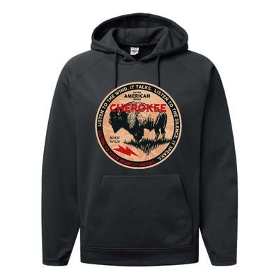 Cherokee Native American Indian Born Freedom Wild Buffalo Performance Fleece Hoodie